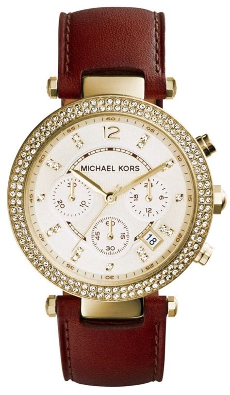 michael kors uhr damen lederarmband braun|Designer.